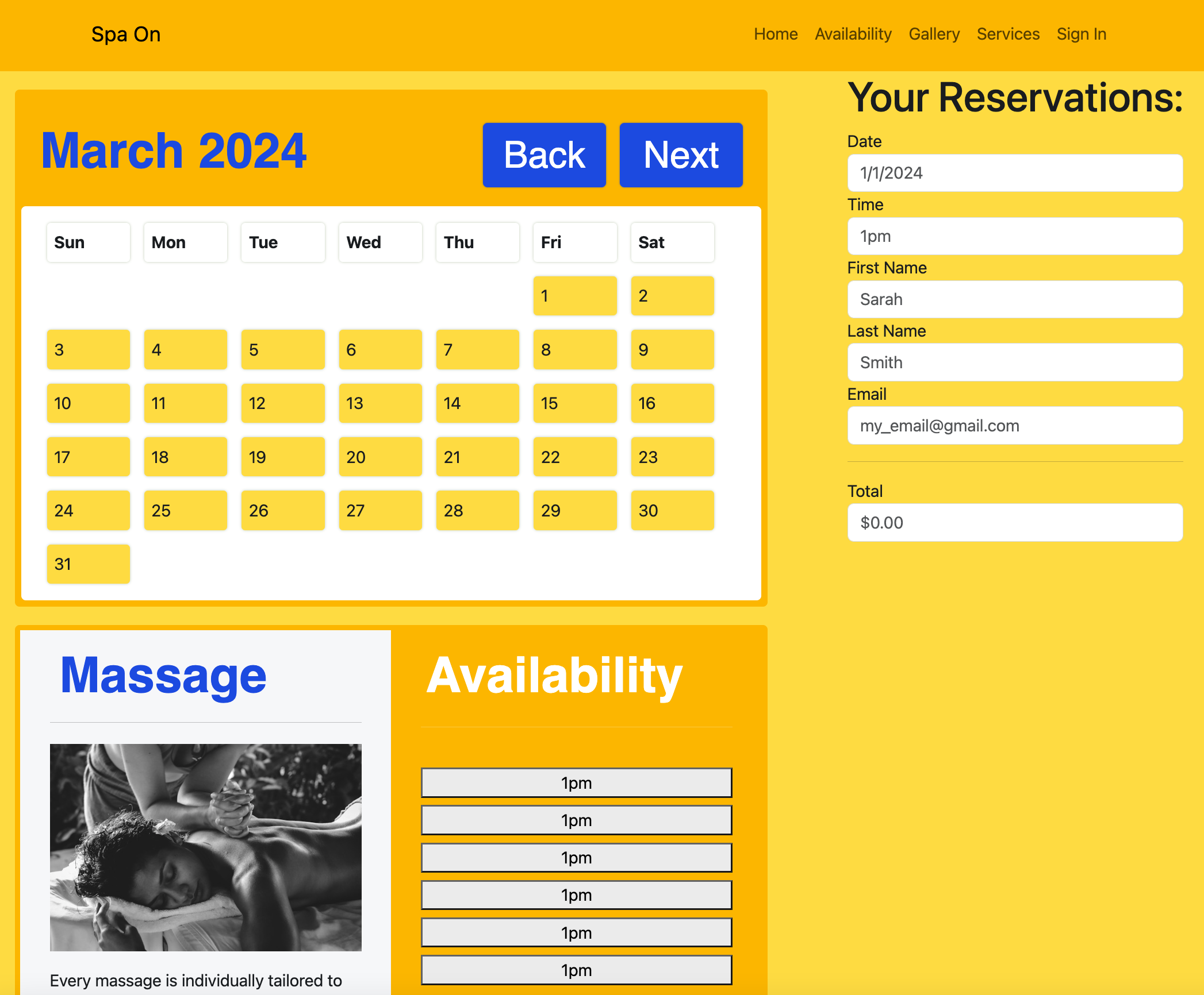 Reservation System Web App